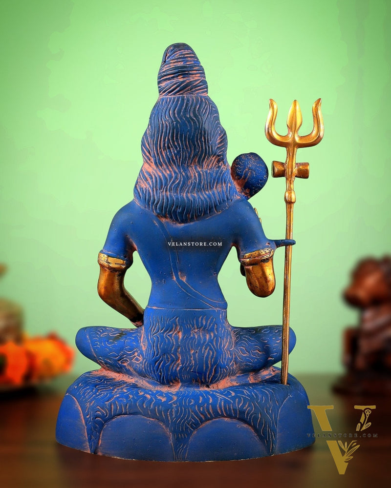 Brass Shiva Statue Duel tone blue sandfinish 13"