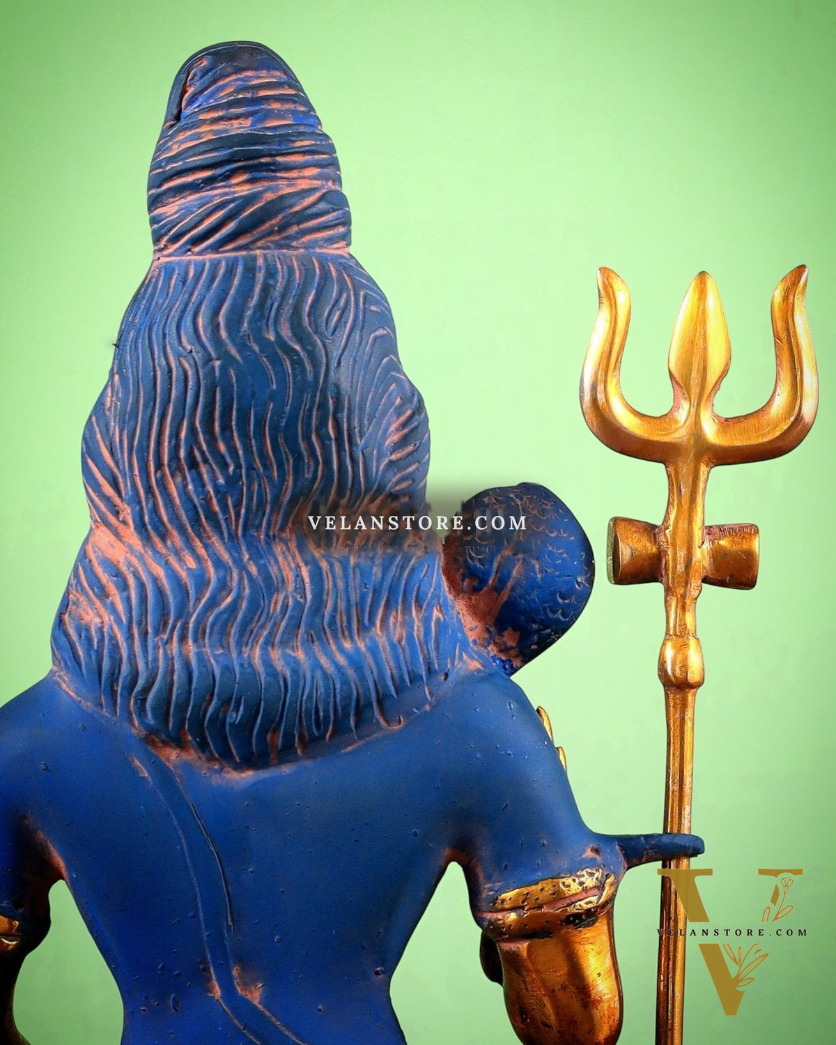 Brass Shiva Statue Duel tone blue sandfinish 13"
