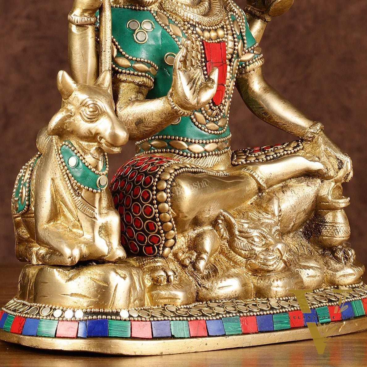 Brass Shiva statue with nandi 9 " meenakari