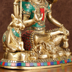 Brass Shiva statue with nandi 9 " meenakari
