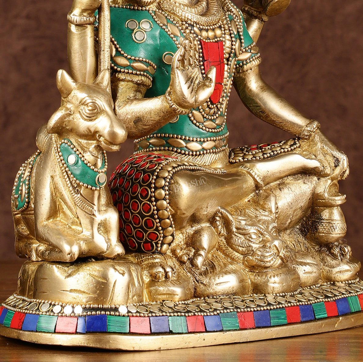 Brass Shiva statue with nandi 9 " meenakari