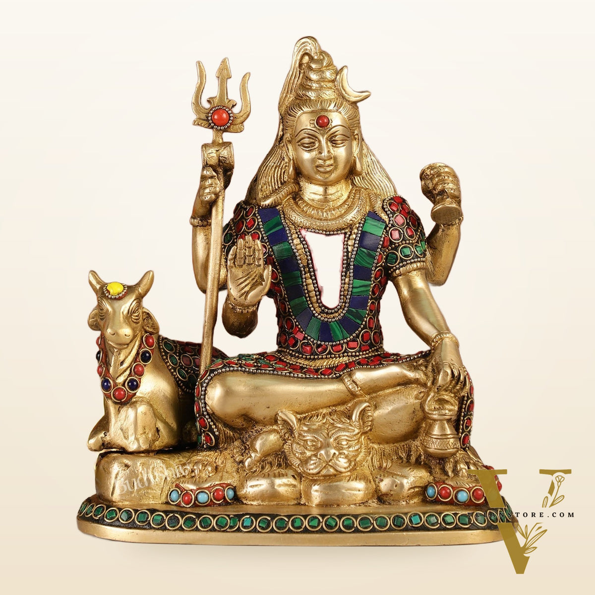Brass Shiva statue with nandi 9 "