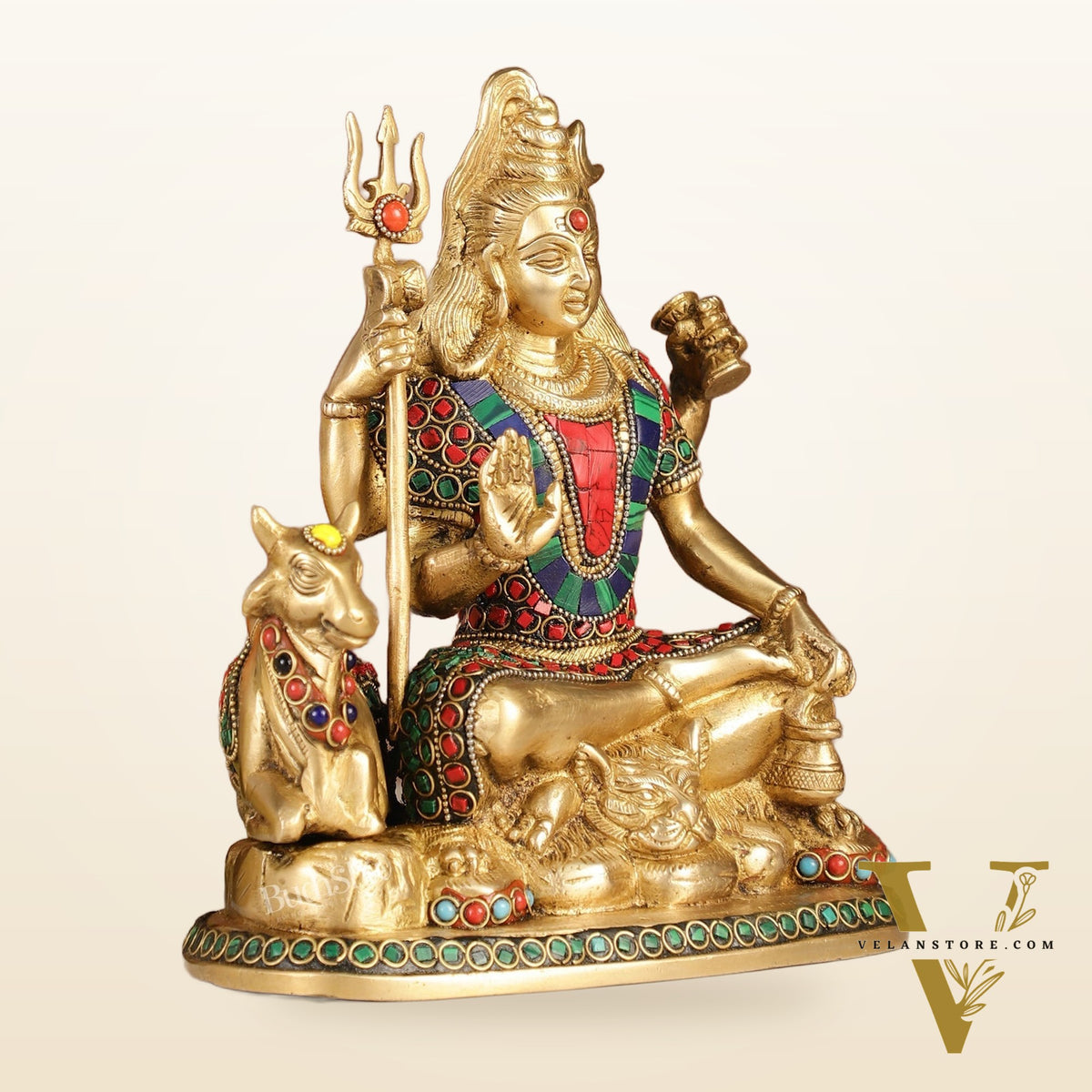 Brass Shiva statue with nandi 9 "
