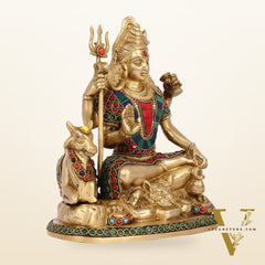 Brass Shiva statue with nandi 9 "