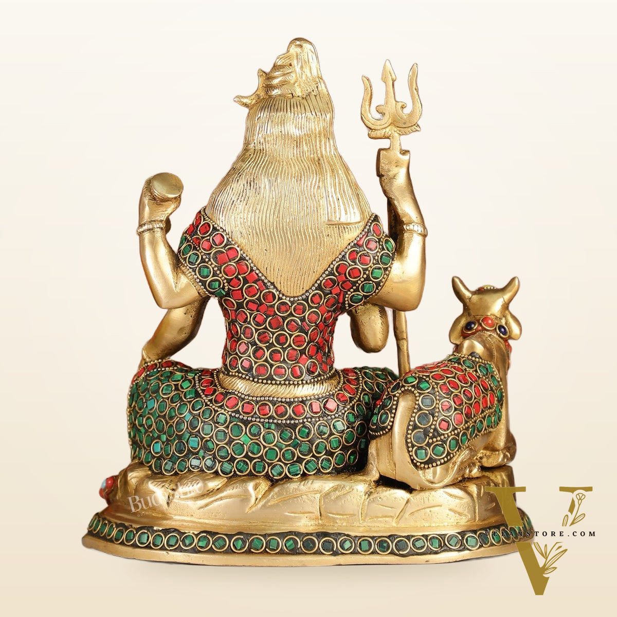 Brass Shiva statue with nandi 9 "