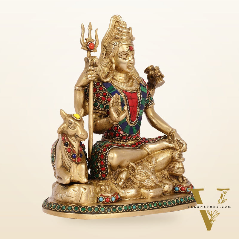 Brass Shiva statue with nandi 9 "