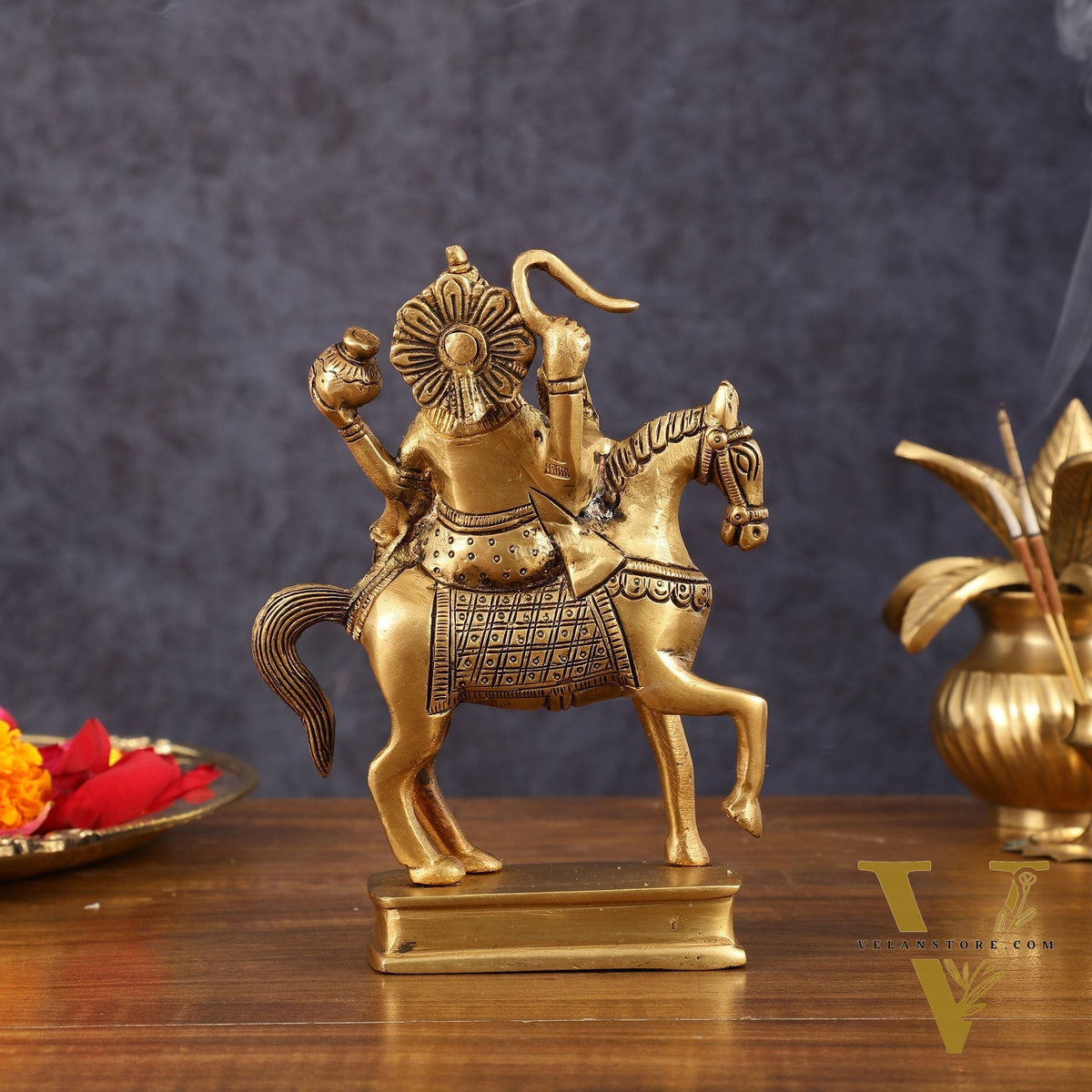 Brass Shukra Grah Idol (Planet Venus) for Pooja & Vastu - 6.5 Inch Height