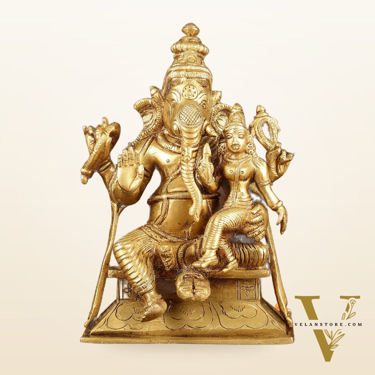 Brass Siddhi Ganesha Uchista Ganapati Murti | Height: 7 inch