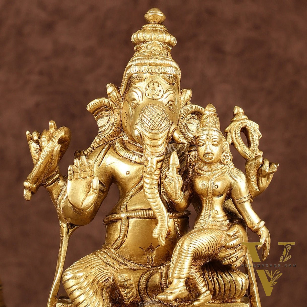 Brass Siddhi Ganesha Uchista Ganapati Murti | Height: 7 inch