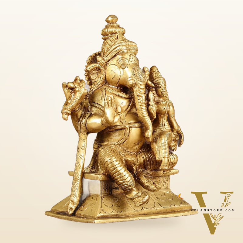 Brass Siddhi Ganesha Uchista Ganapati Murti | Height: 7 inch