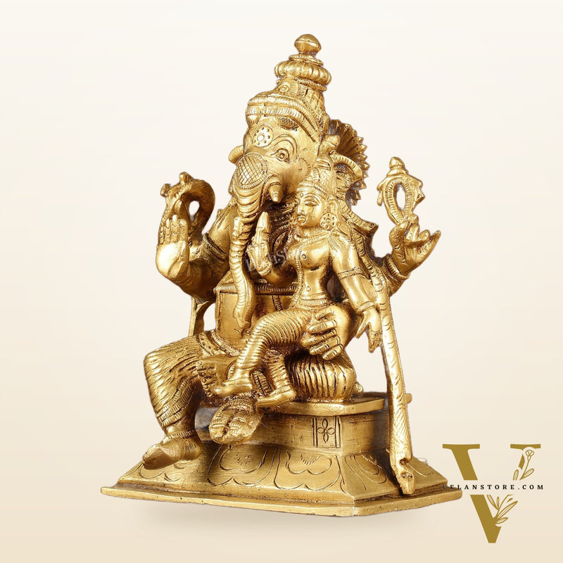 Brass Siddhi Ganesha Uchista Ganapati Murti | Height: 7 inch