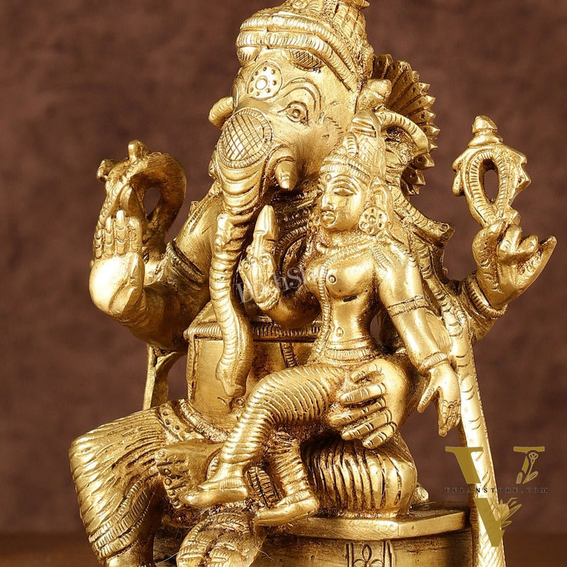 Brass Siddhi Ganesha Uchista Ganapati Murti | Height: 7 inch