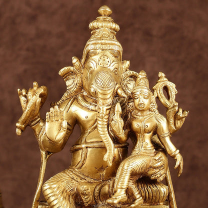 Brass Siddhi Ganesha Uchista Ganapati Murti | Height: 7 inch