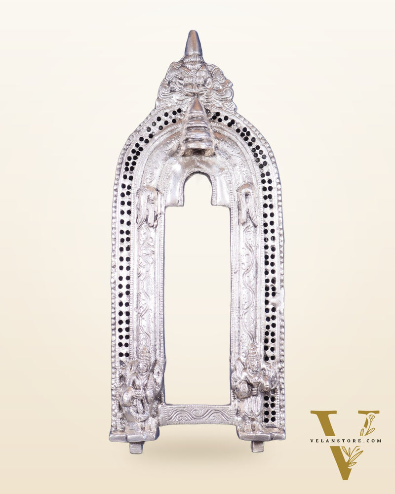 Brass silver plated Handcrafted Prabhavali 12.5" x 5.5" wall hanging