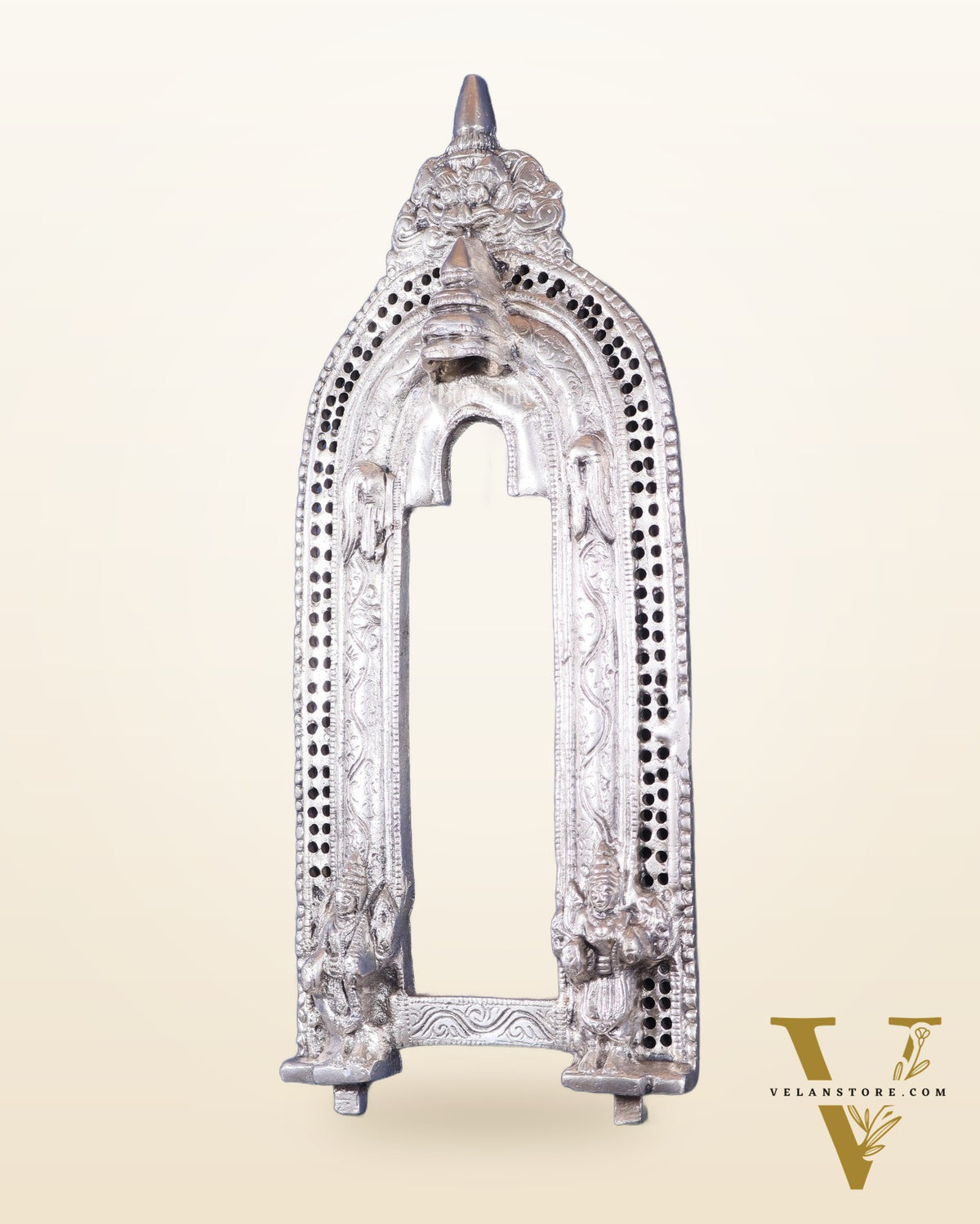 Brass silver plated Handcrafted Prabhavali 12.5" x 5.5" wall hanging