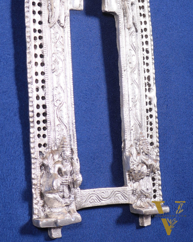 Brass silver plated Handcrafted Prabhavali 12.5" x 5.5" wall hanging