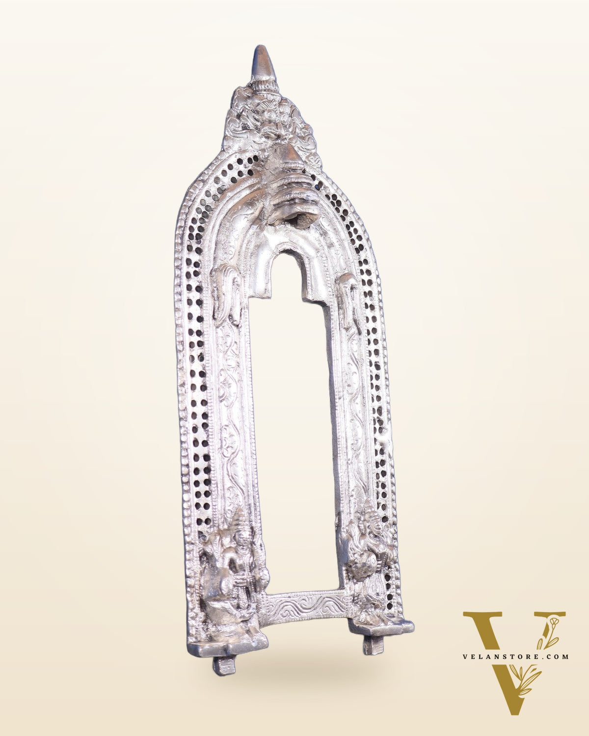 Brass silver plated Handcrafted Prabhavali 12.5" x 5.5" wall hanging