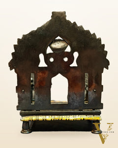 Brass Singhaasan with Prabhavali brass temple black finish