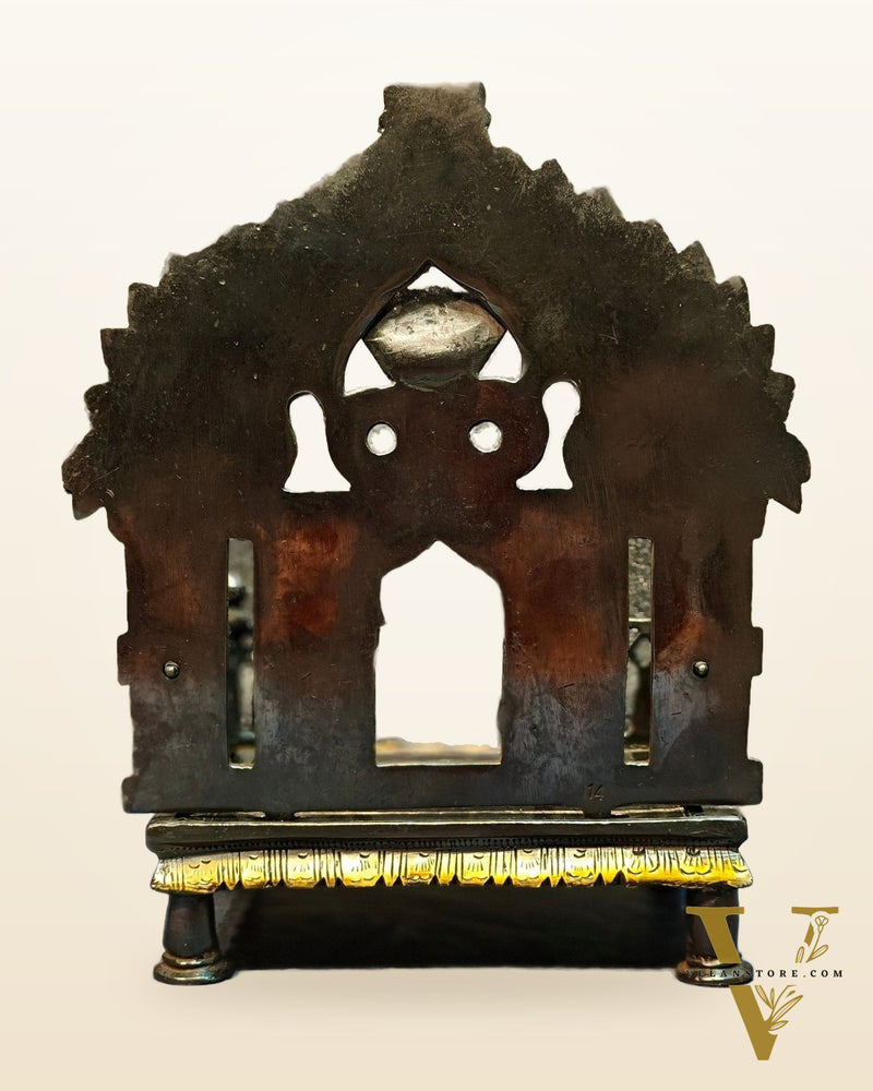 Brass Singhaasan with Prabhavali brass temple black finish
