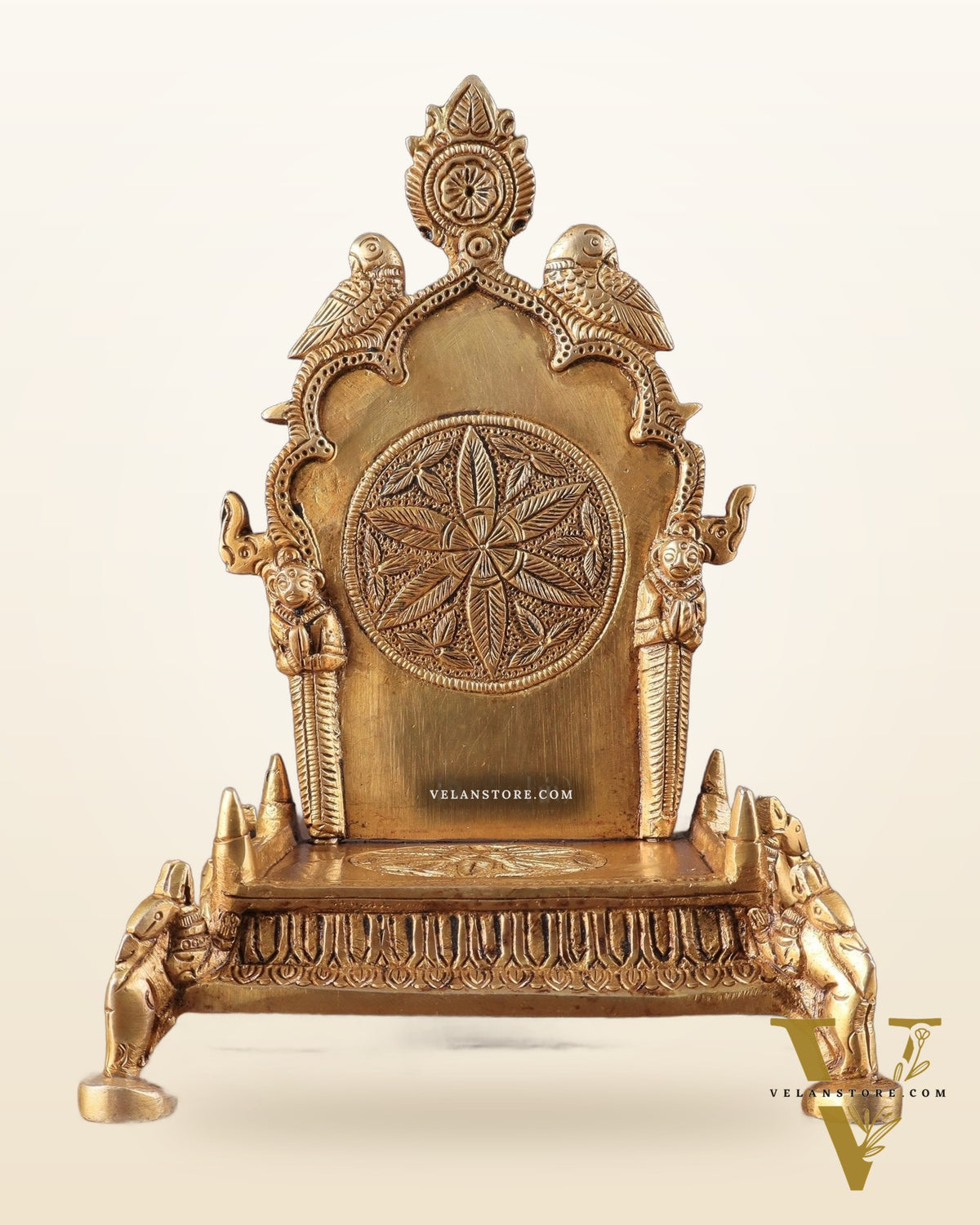 Brass Singhasan Chowki for Idols – Intricately Designed Throne 8"