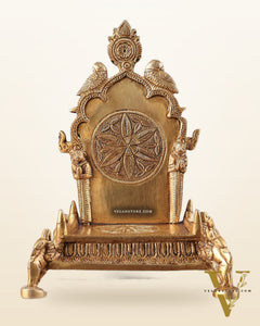 Brass Singhasan Chowki for Idols – Intricately Designed Throne 8"