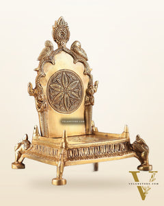 Brass Singhasan Chowki for Idols – Intricately Designed Throne 8"