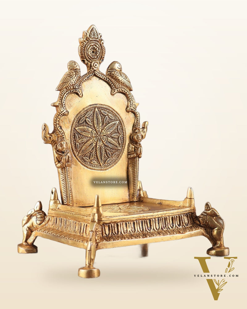 Brass Singhasan Chowki for Idols – Intricately Designed Throne 8"