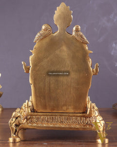 Brass Singhasan Chowki for Idols – Intricately Designed Throne 8"
