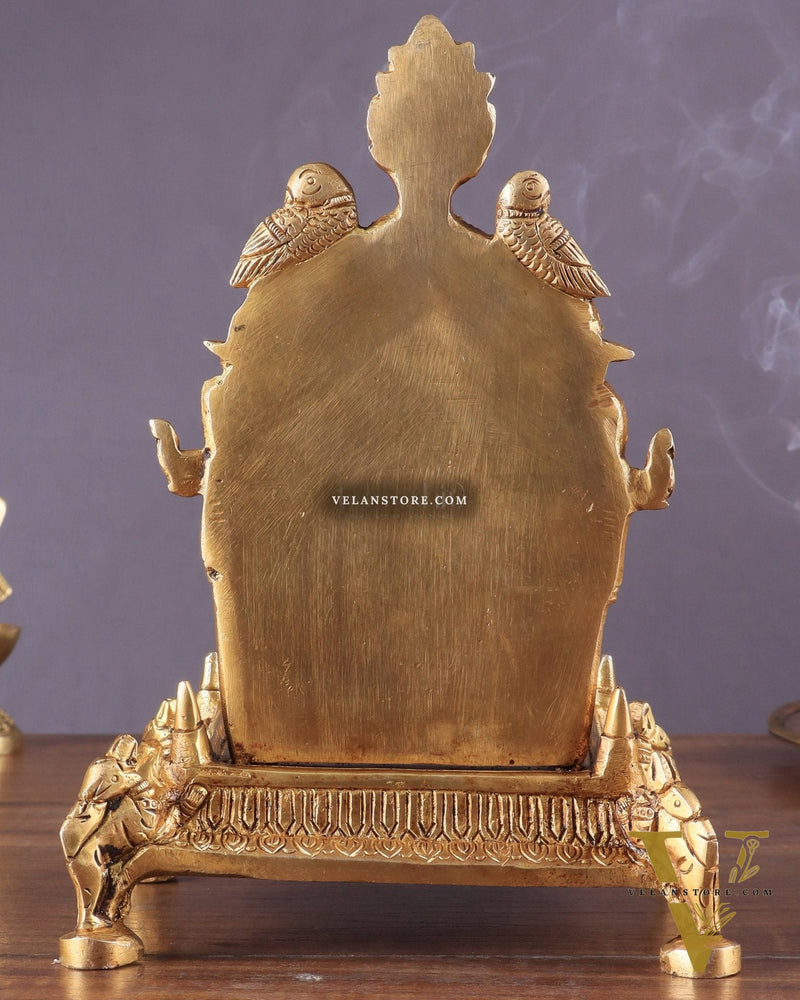 Brass Singhasan Chowki for Idols – Intricately Designed Throne 8"