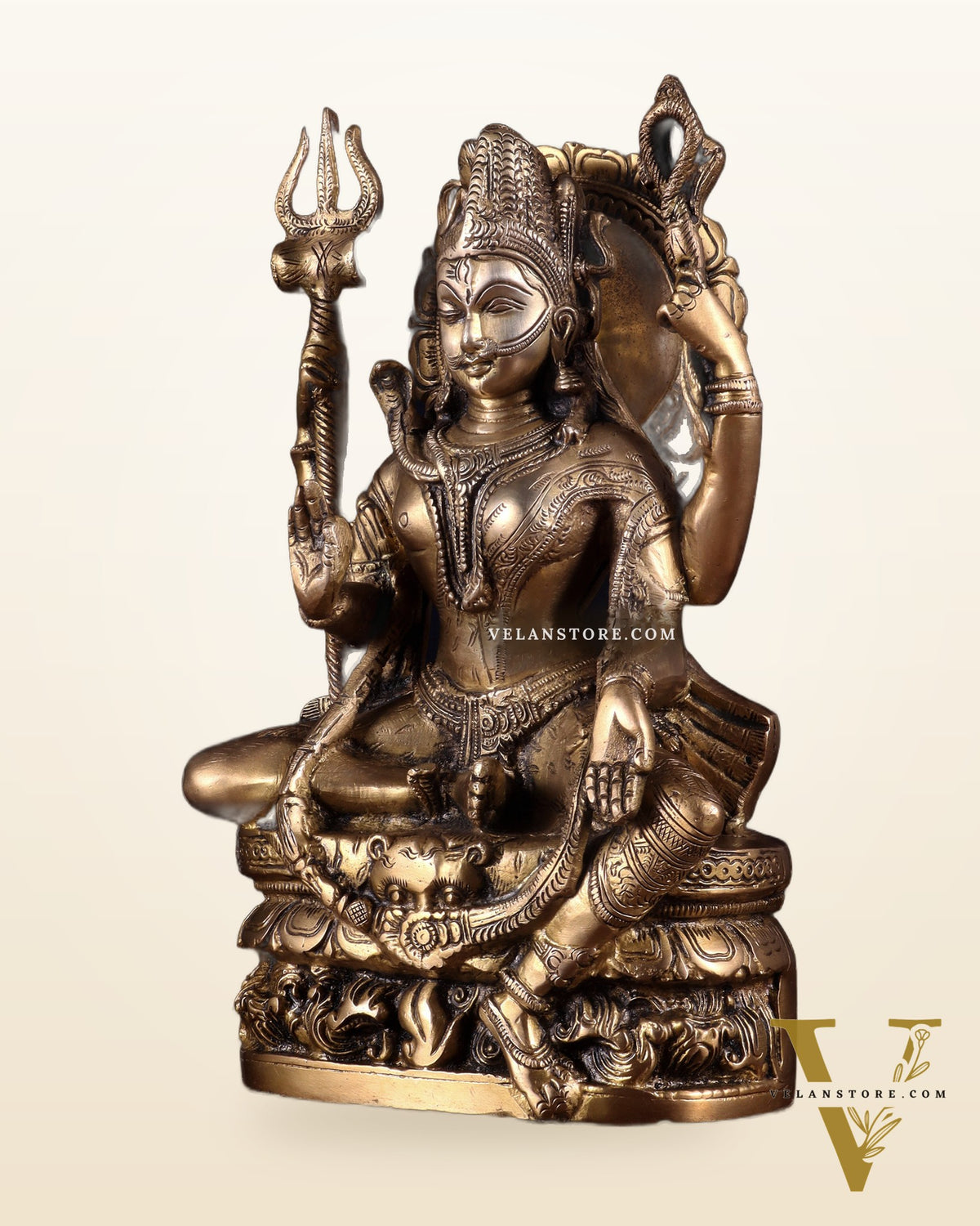 Brass sitting Ardhanarishwara Statue - 9.5 inch