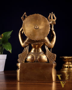 Brass sitting Ardhanarishwara Statue - 9.5 inch