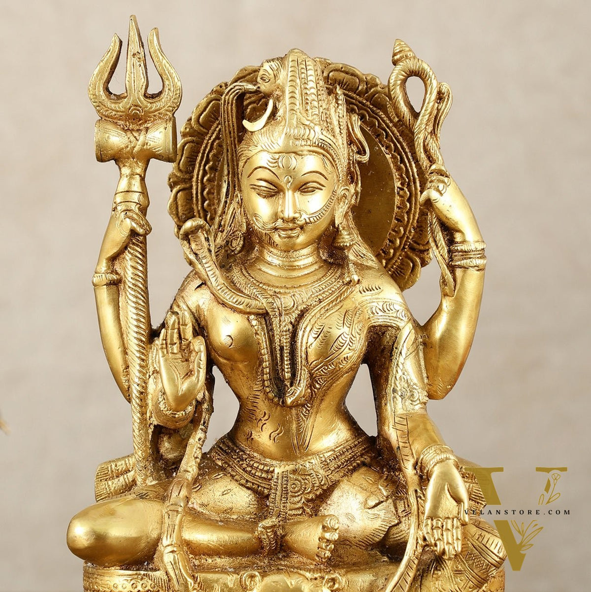 Brass sitting Ardhanarishwara Statue - Lord Shiva and Goddess Parvati Sculpture - 9.5 inch