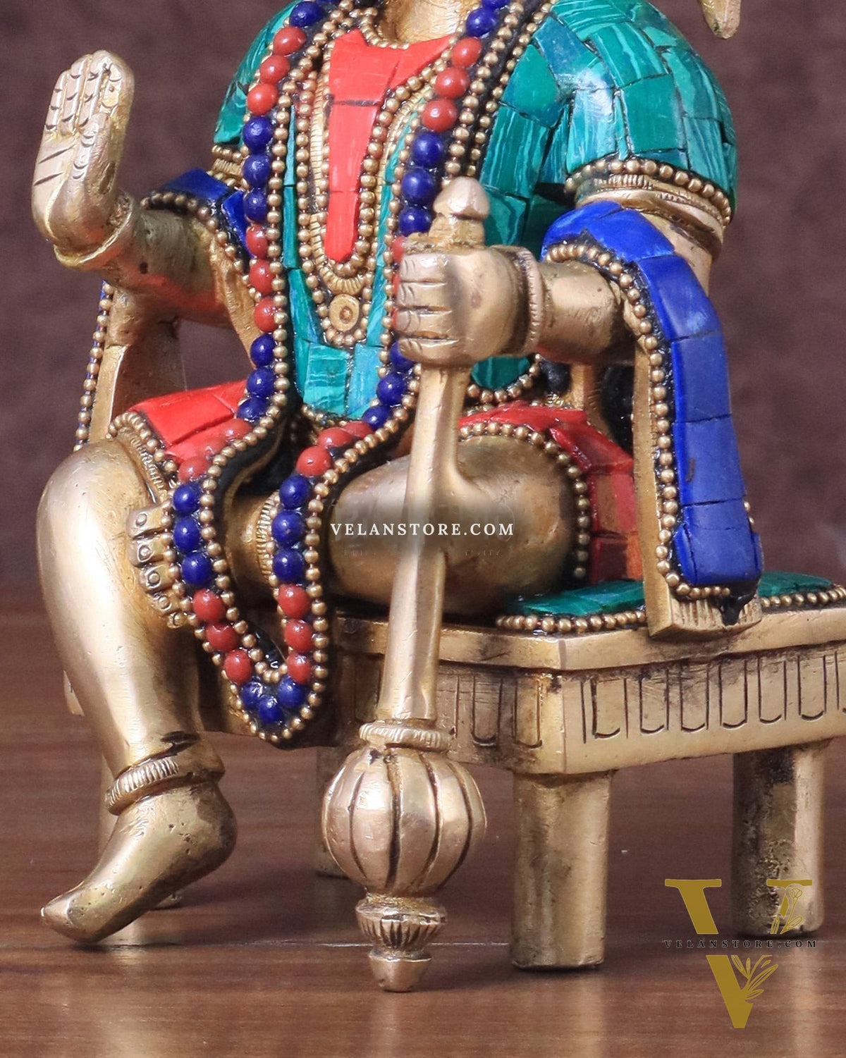 Brass Sitting Lord Hanuman Statue - 6 Inch meenakari