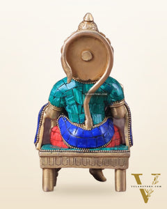 Brass Sitting Lord Hanuman Statue - 6 Inch meenakari