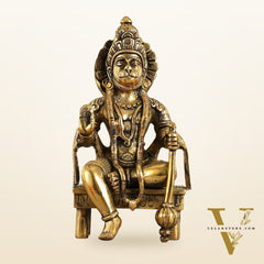 Brass Sitting Lord Hanuman Statue - 6 Inch