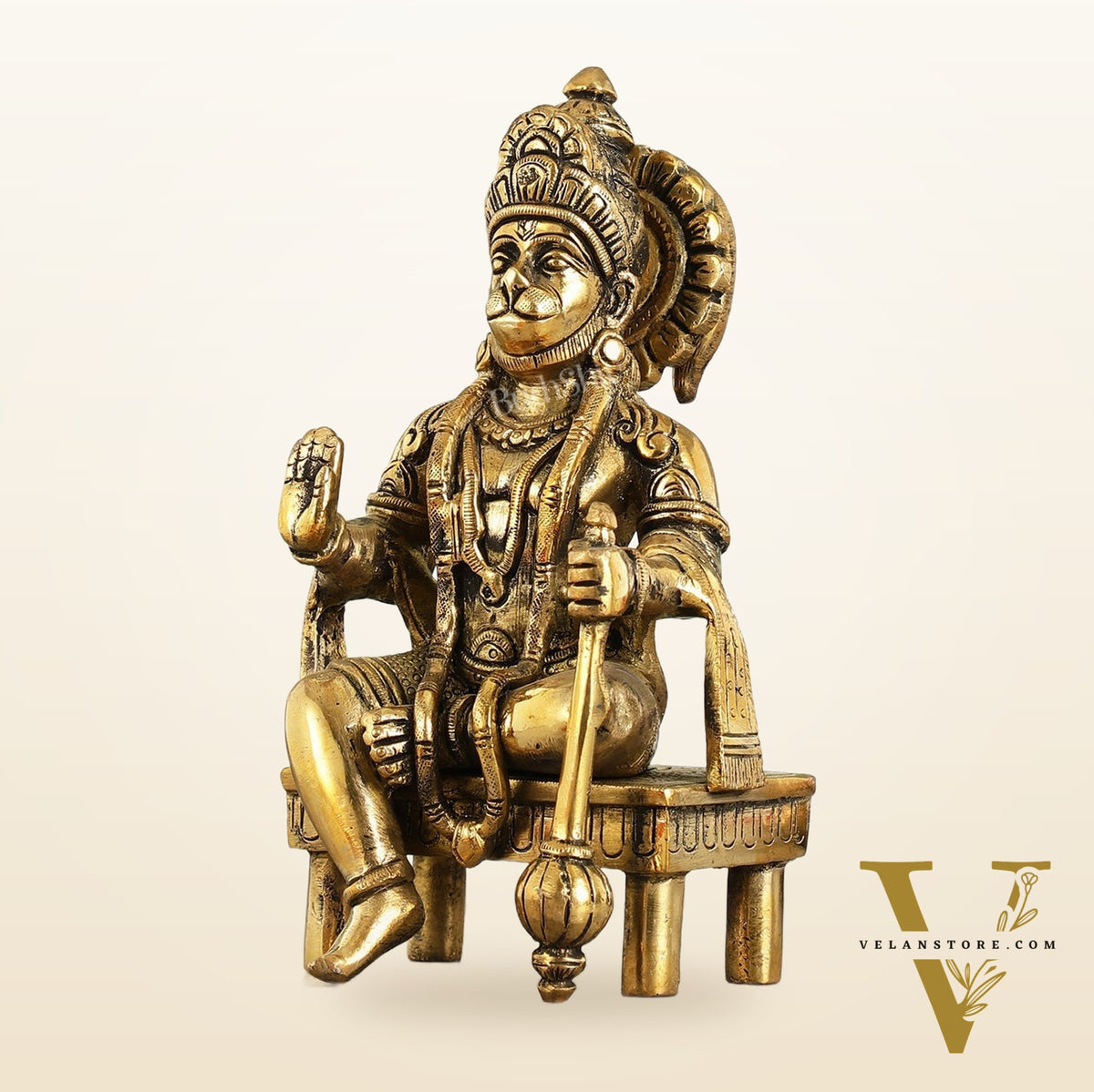 Brass Sitting Lord Hanuman Statue - 6 Inch