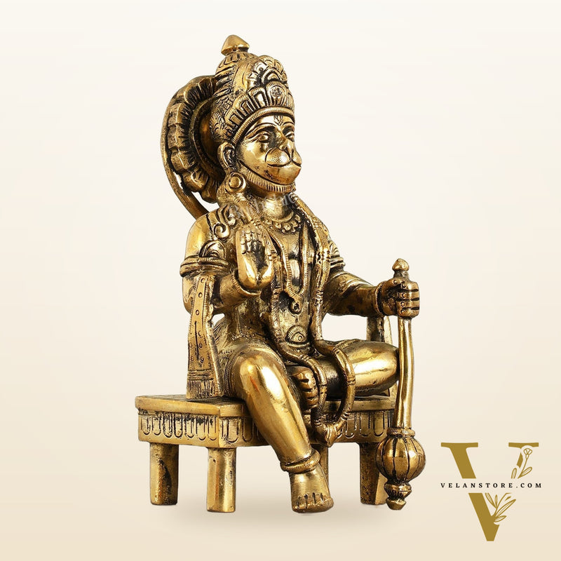 Brass Sitting Lord Hanuman Statue - 6 Inch