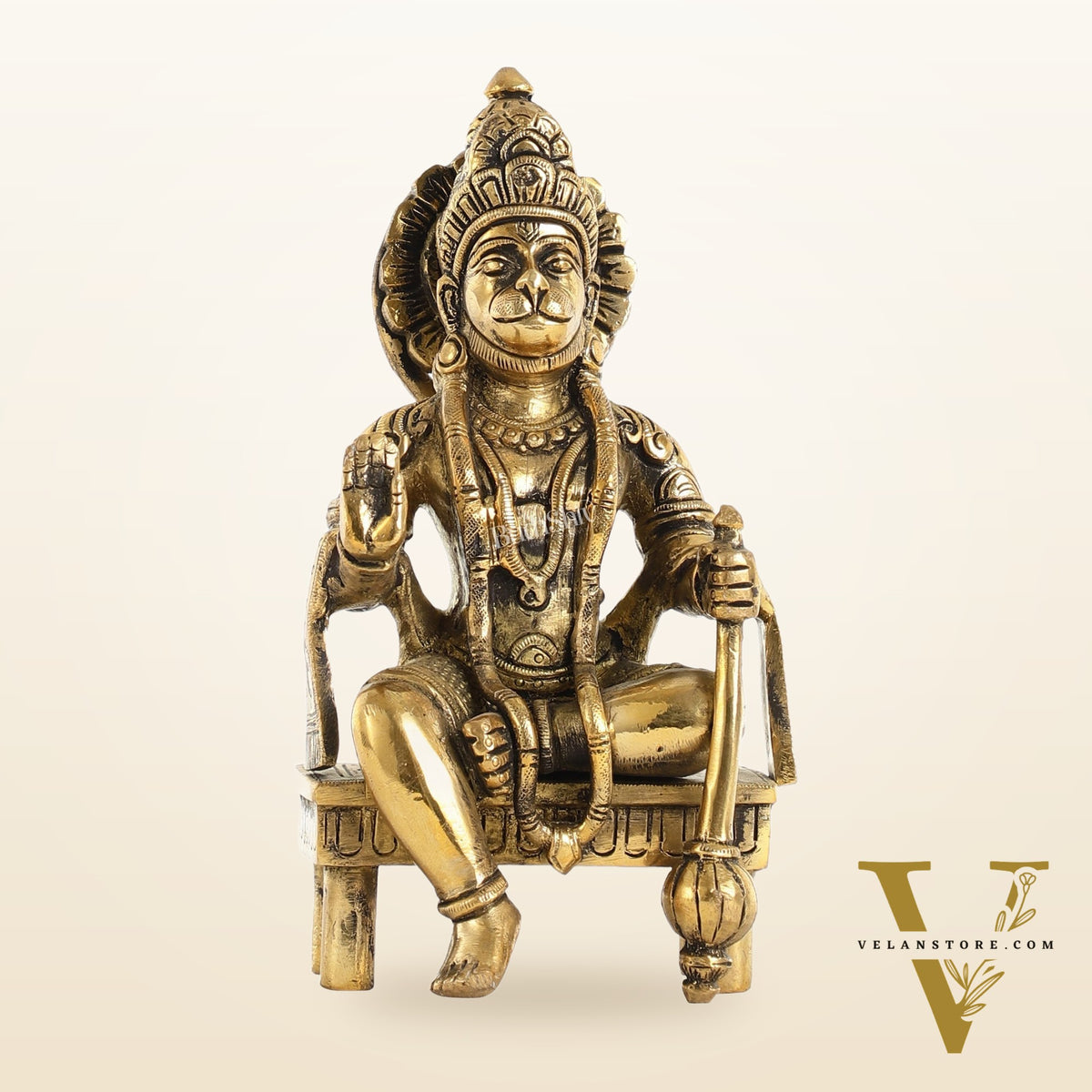 Brass Sitting Lord Hanuman Statue - 6 Inch