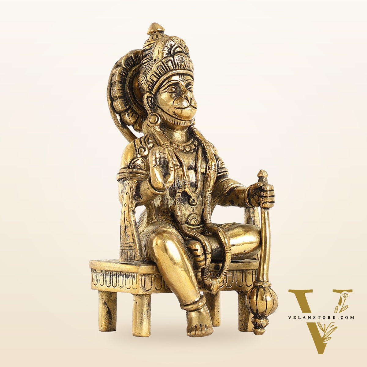 Brass Sitting Lord Hanuman Statue - 6 Inch