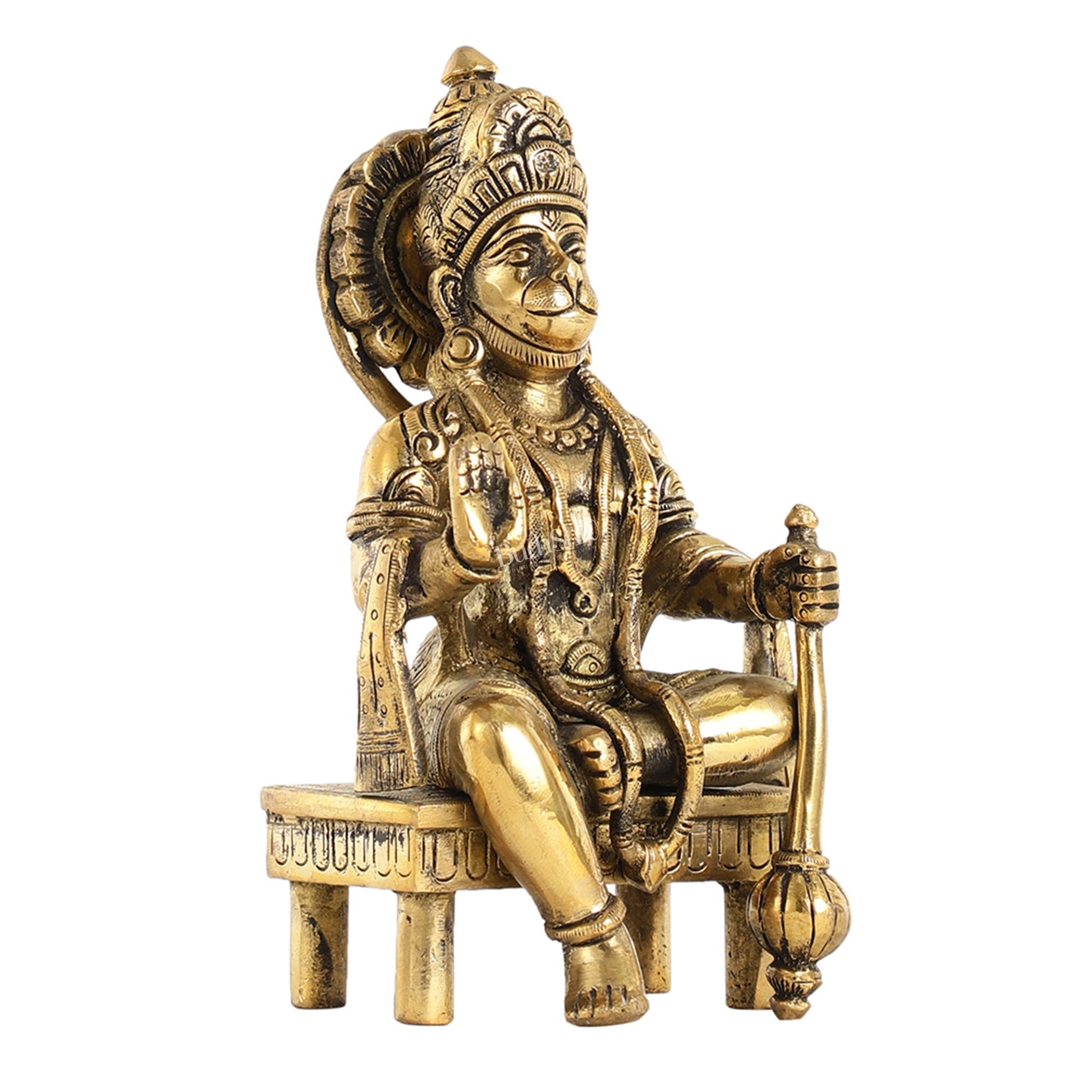 Brass Sitting Lord Hanuman Statue - 6 Inch