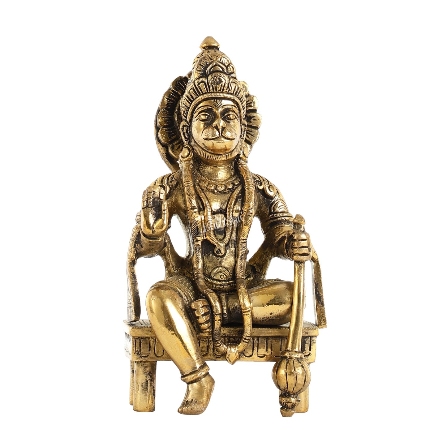 Brass Sitting Lord Hanuman Statue - 6 Inch