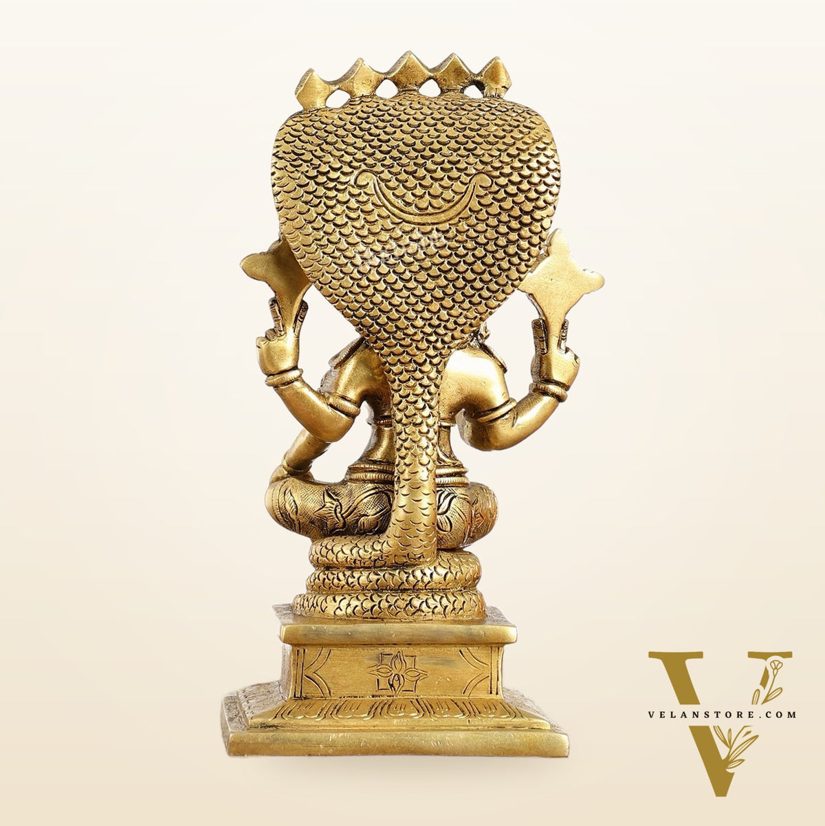 Brass Sitting Lord Vishnu with Sheshanaag Idol - 9.25 Inch