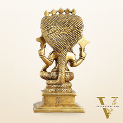Brass Sitting Lord Vishnu with Sheshanaag Idol - 9.25 Inch