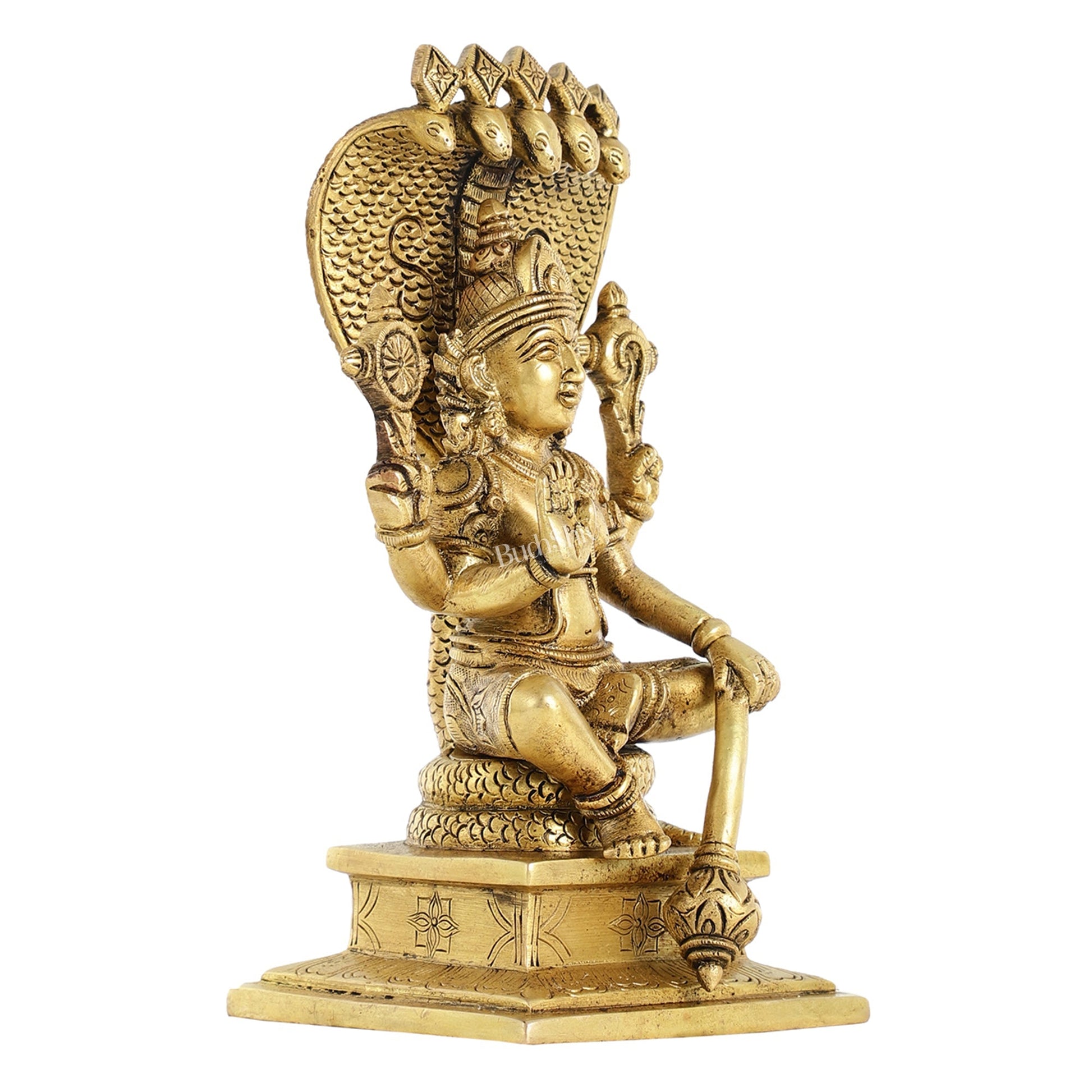 Brass Sitting Lord Vishnu with Sheshanaag Idol - 9.25 Inch