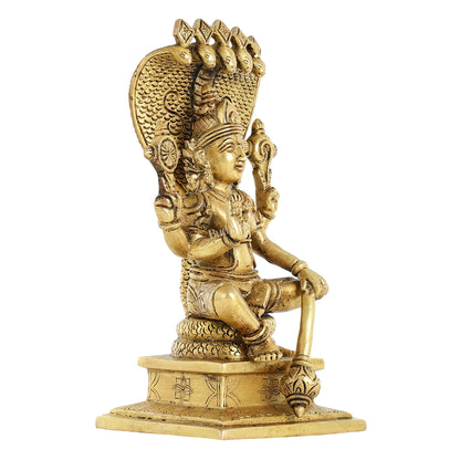 Brass Sitting Lord Vishnu with Sheshanaag Idol - 9.25 Inch
