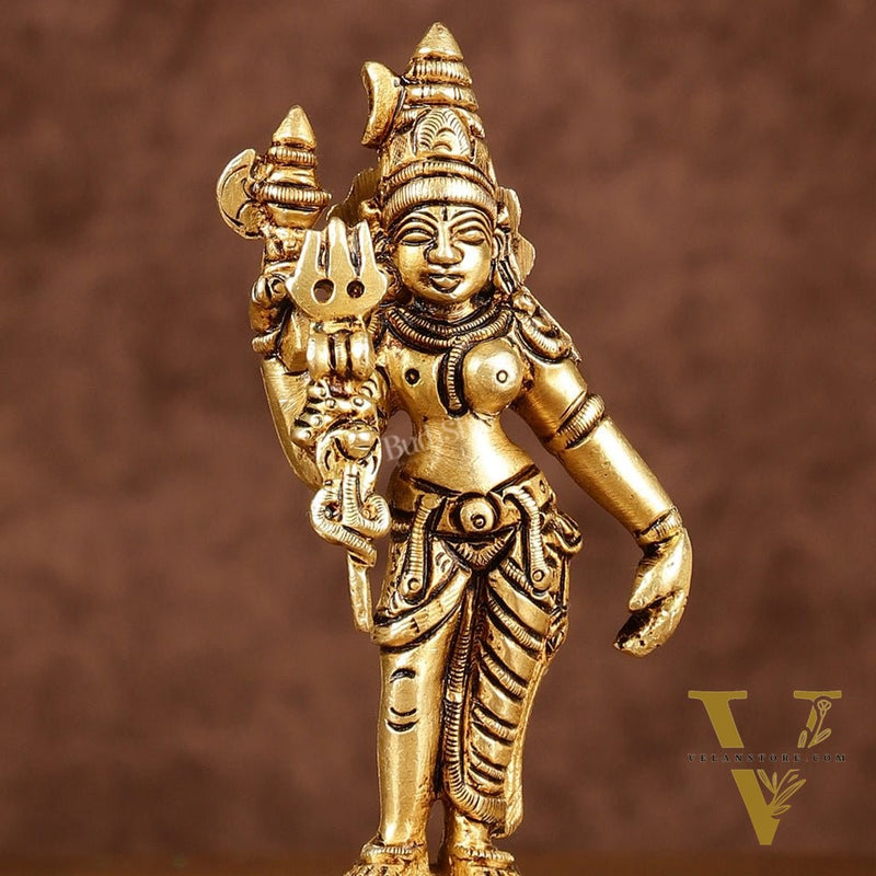 Brass Small Ardhanarishwara Shiv Shakti Idol | Height: 5 inch