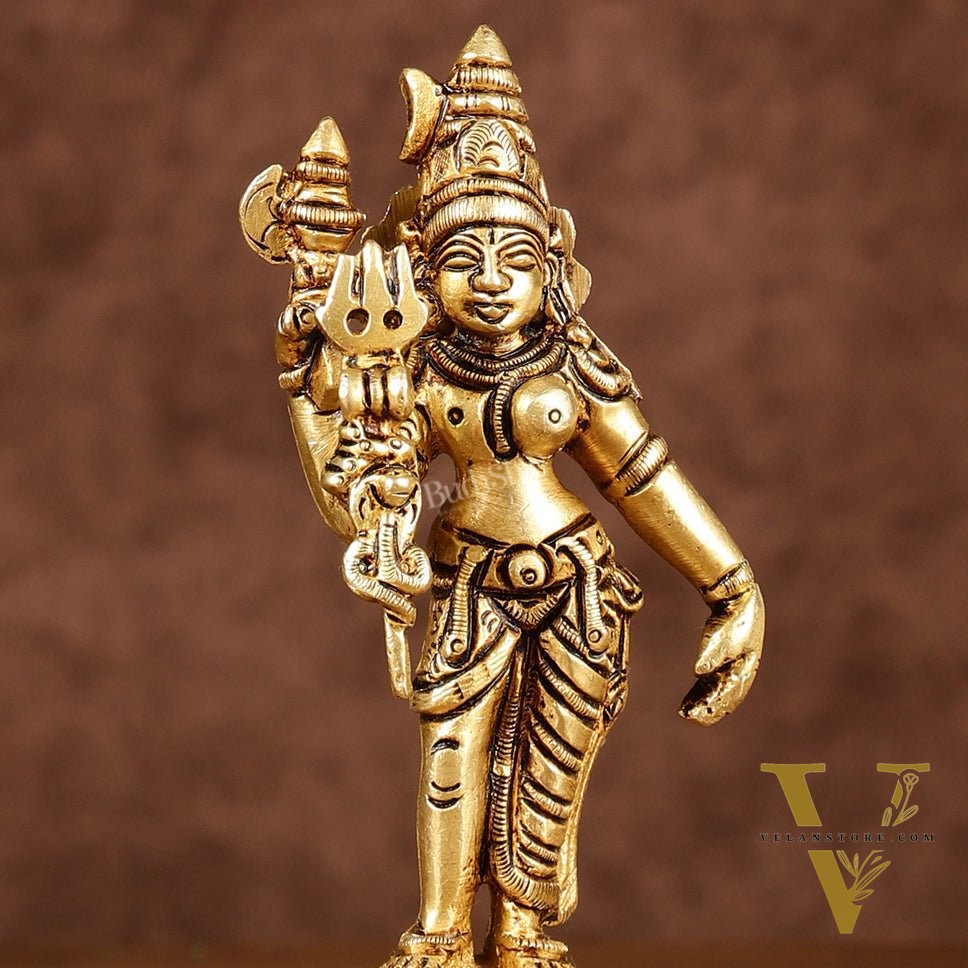 Brass Small Ardhanarishwara Shiv Shakti Idol | Height: 5 inch