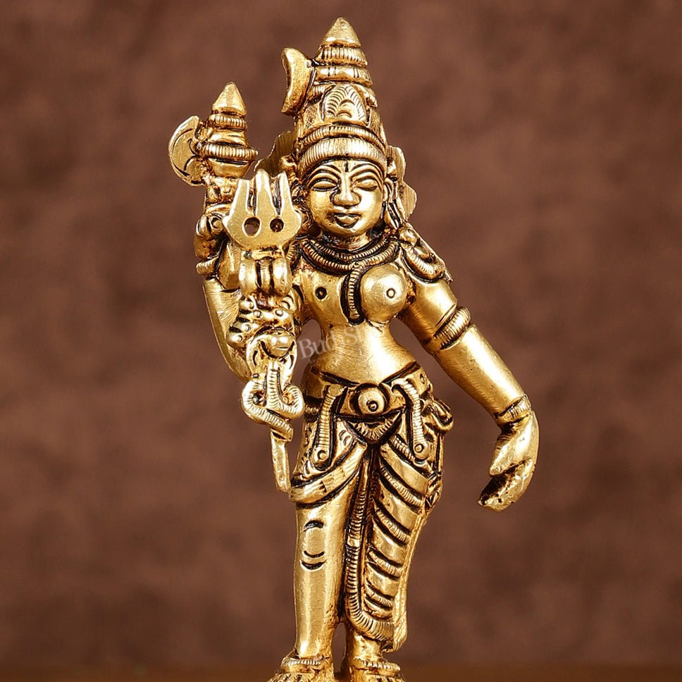 Brass Small Ardhanarishwara Shiv Shakti Idol | Height: 5 inch