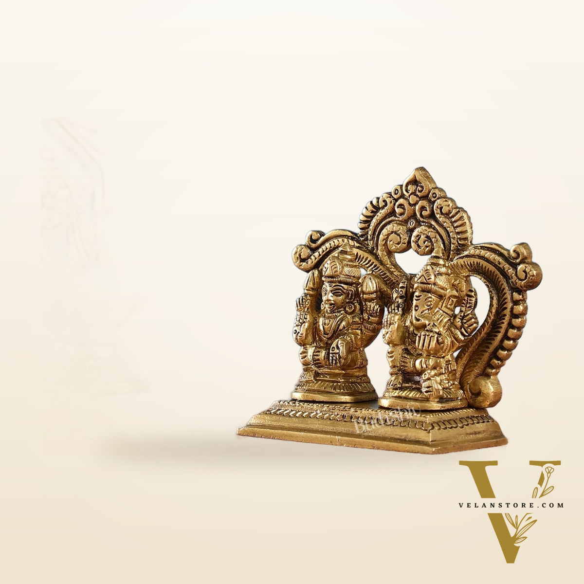 Brass small Ganesh Lakshmi idol 3.5 inch