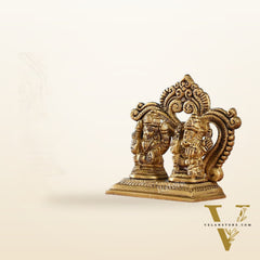 Brass small Ganesh Lakshmi idol 3.5 inch